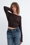 Boat Neck Long Sleeve Blouse P1843 - 4