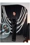 Shoulder Transparent Velvet Long Dress - 4
