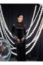 Shoulder Transparent Velvet Long Dress - 7