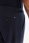 Men's Navy Blue Classic Waist Buckle Easy-Iron Carrot Fit Trousers A61Y3026 - 5