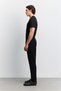 Men's Black Side Elasticated Ribbed Elastane Slim Fit Trousers A62Y3080 - 5
