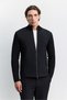 Men's Black Stand Collar Zippered Rayon Blended Technical Fabric Regular Fit Cardigan A62Y5024 - 6