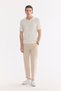 Men's Beige High Waist Cotton Blend Breathable Carrot Fit Pants A61Y3062 - 7