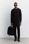 Men's Black Crew Neck Embroidered Interlock Regular Fit Sweatshirt A62Y1275 - 7