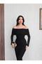 Open Shoulder Guipure Patterned Long Dress - 4
