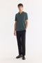 Men's Dark Green Non-Curling Polo Collar Buttonless Easy-Iron Regular Fit T-Shirt A61Y1125 - 5