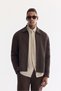 Men's Brown Classic Collar Breathable 100% Linen Seasonal Comfort Fit Coat A61Y6005