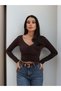 Gathered Front V-Neck Long Sleeve Blouse
