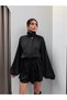 Balloon Sleeve Belted Satin Mini Jumpsuit - 4