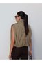 Pleated Stand Collar Buttoned Vest - 5