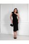 Black Flower Brooch One Shoulder Dress - 4
