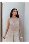 Sequin Asymmetrical Cut Sleeveless Blouse