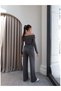 Madonna Collared Ribbed Blouse and Pants Set - 5