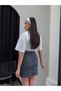 Polka Dot Denim Mini Skirt - 5