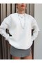 White Oversize Raised Sweatshirt - 3