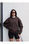 Bitter Brown Oversize Hooded Sweatshirt