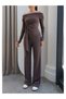 Madonna Collared Ribbed Blouse and Pants Set - 3