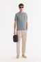 Men's Gray Polo Collar Zippered Easy Ü Tulle Enen Wrinkle-Free Regular Fit Knitwear T-Shirt A61Y5015 - 7