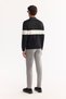 Men's Black Polo Neck Zippered Striped Knitwear Regular Fit Sweater A52Y5090 - 4