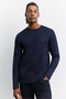 Men's Navy Blue Crew Neck Viscose Blend Bi-Stretch Basic Regular Fit Sweatshirt B001081 - 6
