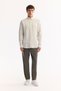 Men's Gray Bottomed Collar Soft Touch Striped Comfort Fit Shirt A52Y2112 - 5