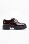 Women's Brown Patent Leather Lace-Up Oxford Loafer Moccasin Flat Sole Daily Office Shoes 142 - 3