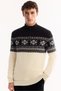 Men's Black Stand Collar Zippered Soft Touch Patterned Knitwear Regular Fit Sweater A52Y5073 - 6