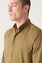 Men's Khaki 100% Cotton Thin Soft Button Collar Shirt E 002206 - 2
