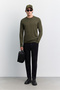 Men's Khaki Crew Neck Viscose Blend Basic Knitwear Regular Fit Sweater B005021 - 7