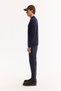Men's Navy Blue Polo Neck Zippered Rayon Non-Pilling Textured Knitwear Regular Fit Sweater A52Y5019 - 4