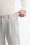 Men's Gray Waist-Tied Linen Blend Chino Relaxed Fit Trousers B003036 - 5