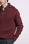 Men's Relax Fit High Collar Hair Knit Sweater Burgundy - 4