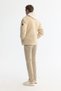 Men's Beige Classic Collar Windproof Plush Comfort Fit Coat with Thermometer A42Y6085 - 6