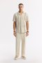 Men's Beige Apaj Collar Striped Cotton Short Sleeve Comfort Fit Shirt A51Y2071 - 5