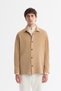 Men's Beige Classic Collar Snap Fastener Suede Textured Comfort Fit Seasonal Coat A42Y6090
