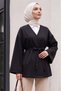 Beli Belted V-Neck Scuba Kimono - Black - 3