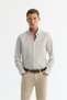 Men's Gray Buttoned Collar 100% Cotton Flannel Slim Fit Shirt A42Y2002