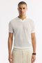 Men's Ecru Polo Neck Viscose Blend Knitwear Regular Fit T-Shirt A51Y5160 - 5