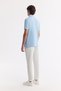 Men's Light Blue Non-Curling Polo Neck 100% Cotton Basic Regular Fit T-Shirt B001032 - 5