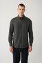 Men's Anthracite Buttoned Collar Linen Blend Slim Fit Shirt B002001 - 3