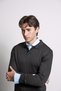 Men's Slim Fit Ribbed Buttoned Polo Collar Knit Sweater Black - 3