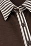 Women's coffee inner shirt collar removable striped garnished new season crystal lycra fabric blouse - 4