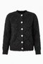 Women's Black Stone Pearl Buttoned Feathered Cardigan - 5