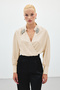 Accessory Detailed Bodysuit Blouse - Beige - 3