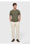 Khaki Plain Crew Neck Cotton Blend T-Shirt - 5