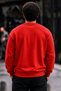 Men's Thick Woven Red Casual Sweatshirt - 5