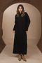 Women's maxi length embossed textured hijab knit dress 8501 black - 3