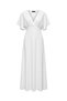 Vs-1017 Pimiento White V-Neck Flounce Sleeve Midi Dress - 4