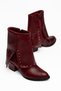Women's Pointed Toe Burgundy Leather Detailed Heeled Boots - 2