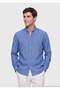 Dark Blue Plain Casual Fit Long Woven Casual 100% Linen Shirt